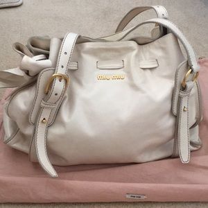 Limited edition Miu Miu white leather bow bag